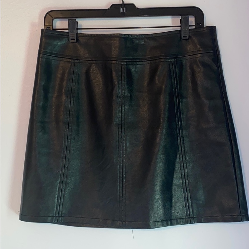 Love Riche Faux Black Leather Skirt